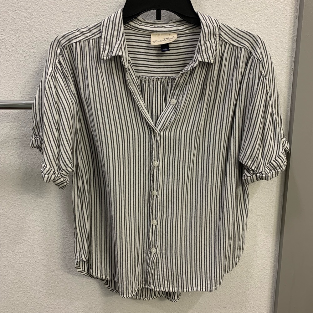 Striped Short Sleeve Button-Down Shirt